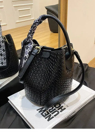 Bolso tipo cubo tejido a mano para mujer, Mini bolso tipo cubo con cadena, bandolera para mujer, bolso Hobo de verano