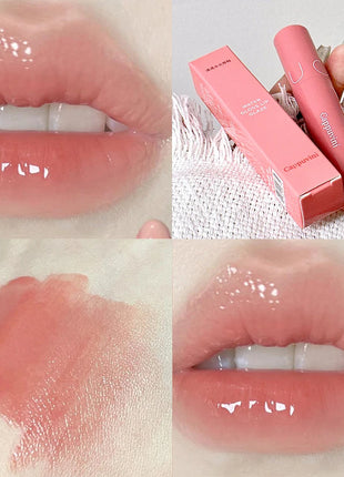Cappuvini brillo de agua transparente de cuatro colores brillo de labios jugo hidratante brillo de labios fácil de aplicar lápiz labial de maquillaje de larga duración