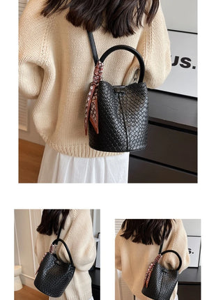 Bolso bandolera cilíndrico de piel sintética para mujer, bolso de hombro de mano de nuevo estilo a la moda, bolso tipo cubo para ir al trabajo de gran capacidad