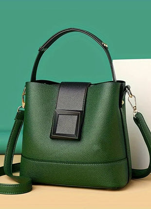 Elegant Solid Color Bucket Bag with Adjustable Shoulder Strap Versatile Crossbody Handbag for Women, Lightweight with Zipper.