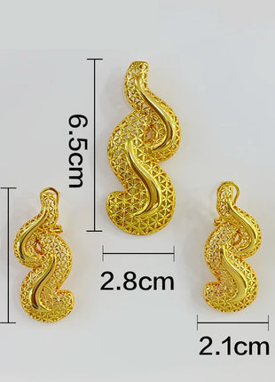 Conjuntos de joyería dorada de Dubái para mujer, collar nupcial italiano de lujo, pendientes colgantes, accesorios para fiesta de boda, regalos para mujer