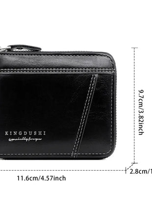 Cartera de cuero para hombre, monedero de lujo para hombre, tarjeteros con cremallera y bolsillo para monedas, billeteras Rfid, regalos para hombre, bolsa de dinero