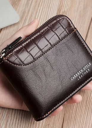 Cartera de cuero para hombre, monedero de lujo para hombre, tarjeteros con cremallera y bolsillo para monedas, billeteras Rfid, regalos para hombre, bolsa de dinero