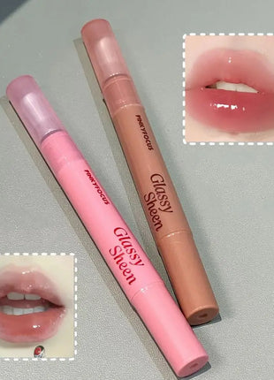 Brillo labial con vitamina E, suero labial hidratante y voluminizador, brillo labial con color, bálsamo labial humectante para labios brillantes, translúcidos y suaves.