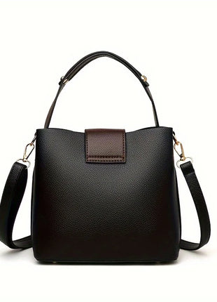 Elegant Solid Color Bucket Bag with Adjustable Shoulder Strap Versatile Crossbody Handbag for Women, Lightweight with Zipper.