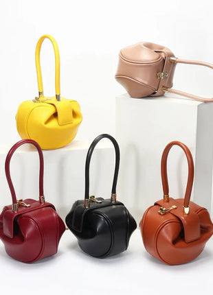 Bolso de mano con bola redonda para mujer, bolso de bolos de diseñador de marca, Mini bolsos de hombro de cuero PU, bolso de lujo para mujer, bolso para axila a la moda