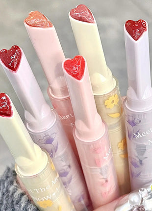 Lápiz labial hidratante, resistente al agua, esmalte de labios de gelatina, espejo de agua, brillo de labios en forma de corazón, taza antiadherente, cosmético coreano