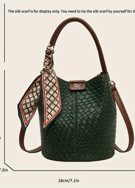 Bolso tipo cubo para mujer a la moda, elegante bolso con efecto tejido de Color sólido, bolso de hombro y bolso cruzado, se puede llevar a mano