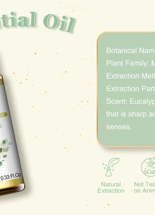 EUQEE 10ML aceites esenciales naturales eucalipto menta vainilla lavanda limón aceite de organo para humidificador DIY jabón, fabricación de velas