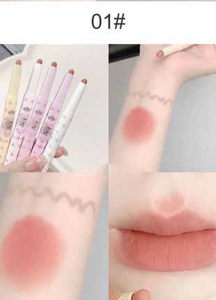 Pintalabios perlado mate de terciopelo, delineador de labios de doble punta, labios completos, delineador de labios desnudo, encantador, dulce, perrito