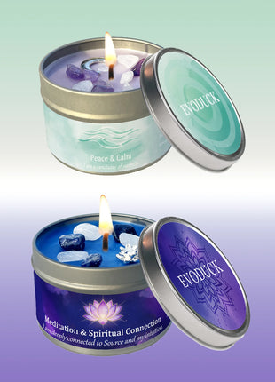 Velas perfumadas de 3 oz, aroma de lavanda y manzanilla con cristales curativos, ideales para regalos navideños, Navidad/Halloween y decoración del hogar