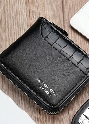 Cartera de cuero para hombre, monedero de lujo para hombre, tarjeteros con cremallera y bolsillo para monedas, billeteras Rfid, regalos para hombre, bolsa de dinero