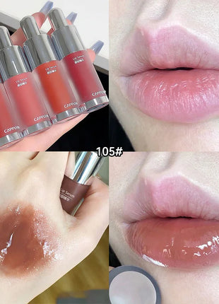 Brillo de labios para biberones Cappuvini: acabado de espejo hidratante, brillo de labios efecto vidrio para labios similares a la gelatina,