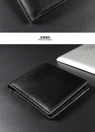 Cartera para hombre, billeteras de cuero genuino para hombre, producto Premium, billeteras de Cuero de vaca Real para hombre, Walet corto negro, Portefeuille Homme