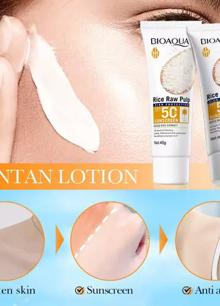 Crema de protección solar Facial SPF 50+, loción Solar protectora corporal de larga duración, no grasa, previene quemaduras solares, protección UV, bloqueador solar